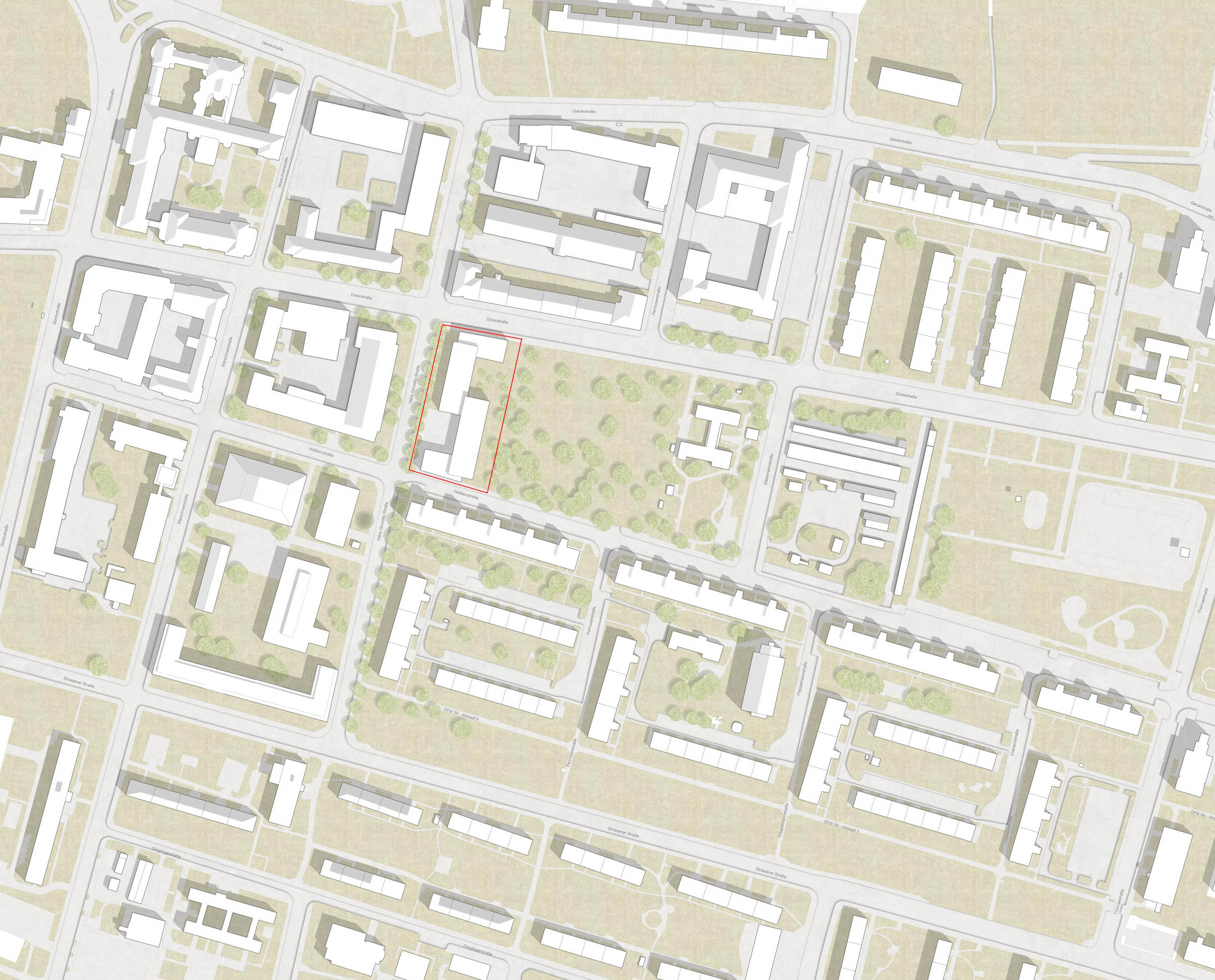 Wohnbebauung Dürerstraße Dresden - Lageplan