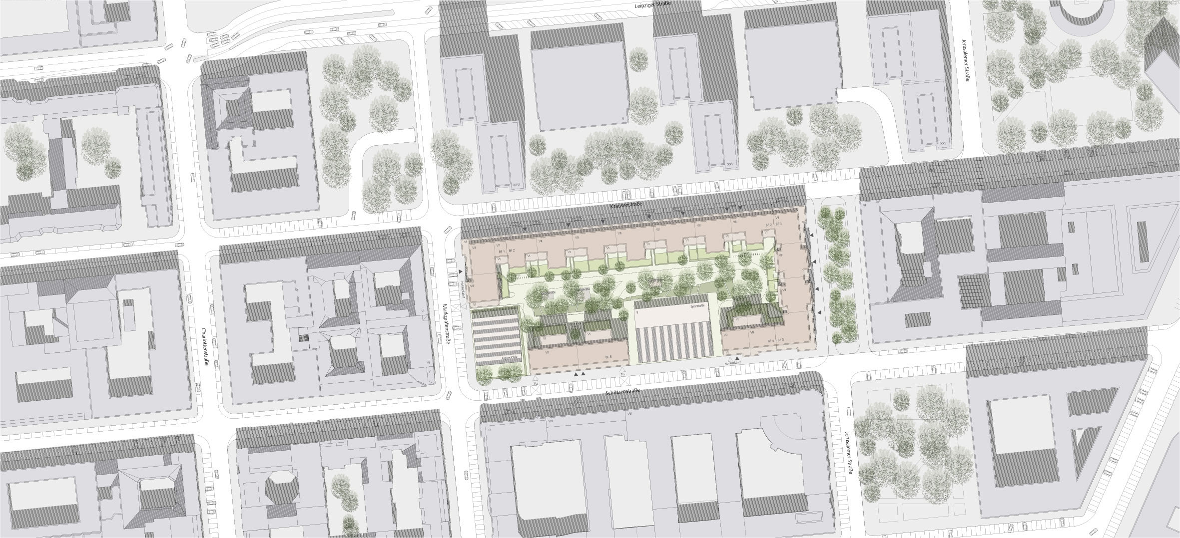Wohnbebauung Krausenstraße Lageplan