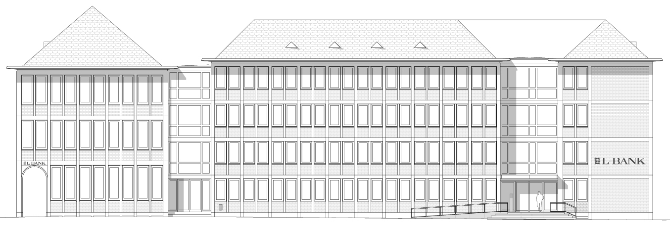 L-Bank Karlsruhe, Ansicht West