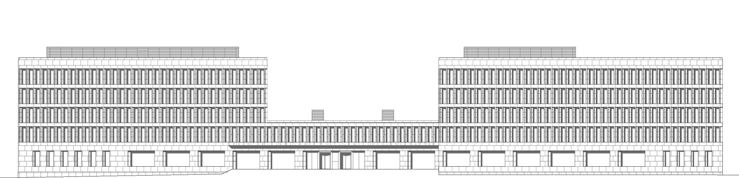 Fakultätsgebäude I, Goethe-Universität Frankfurt a.M., Ansicht Ost