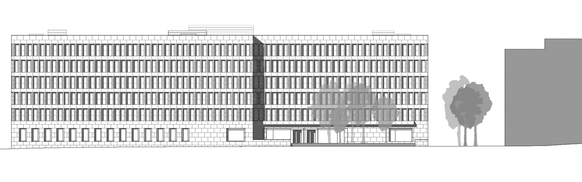 Fakultätsgebäude II, Goethe-Universität Frankfurt a.M., Ansicht West