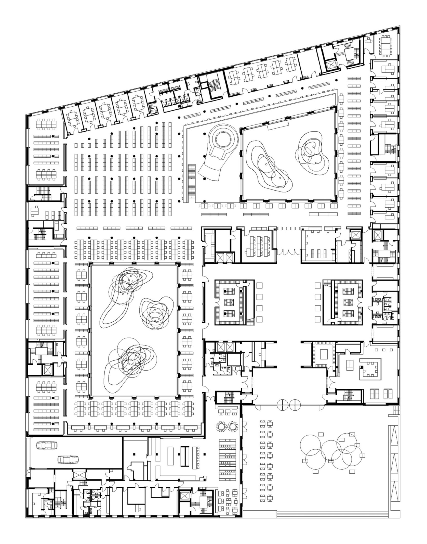 Fakultätsgebäude II, Goethe-Universität Frankfurt a.M., Grundriss Erdgeschoss