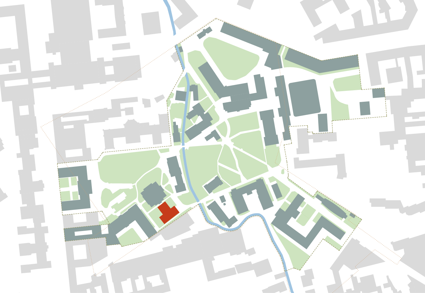 Restaurierung und Umbau des denkmalgeschützten Gerlachbau der Humboldt-Universität zu Berlin, Lageplan Campus Nord