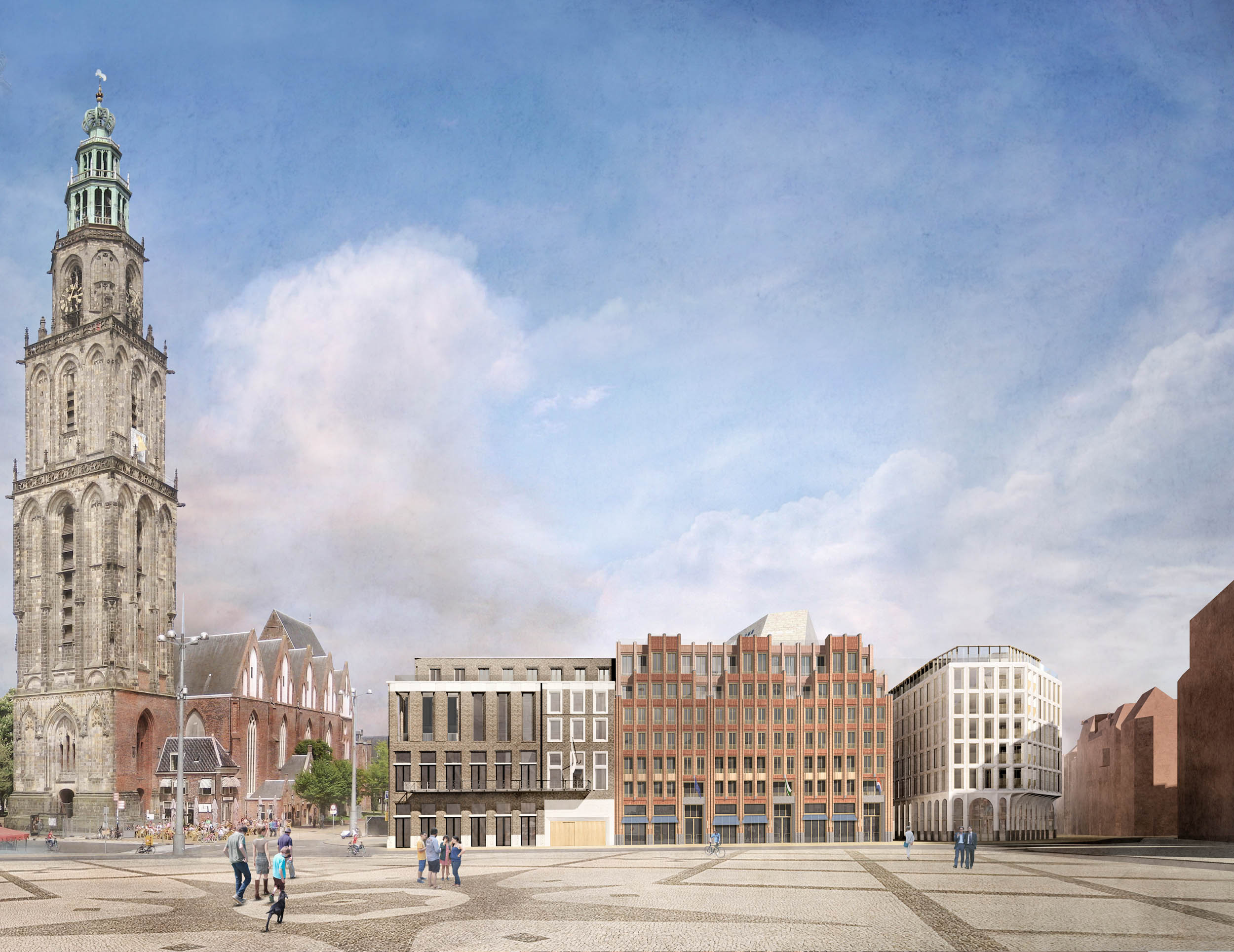 "Oostwand“- die östlichen Platzbebauung am Grote Markt mit dem Westcord Hotel