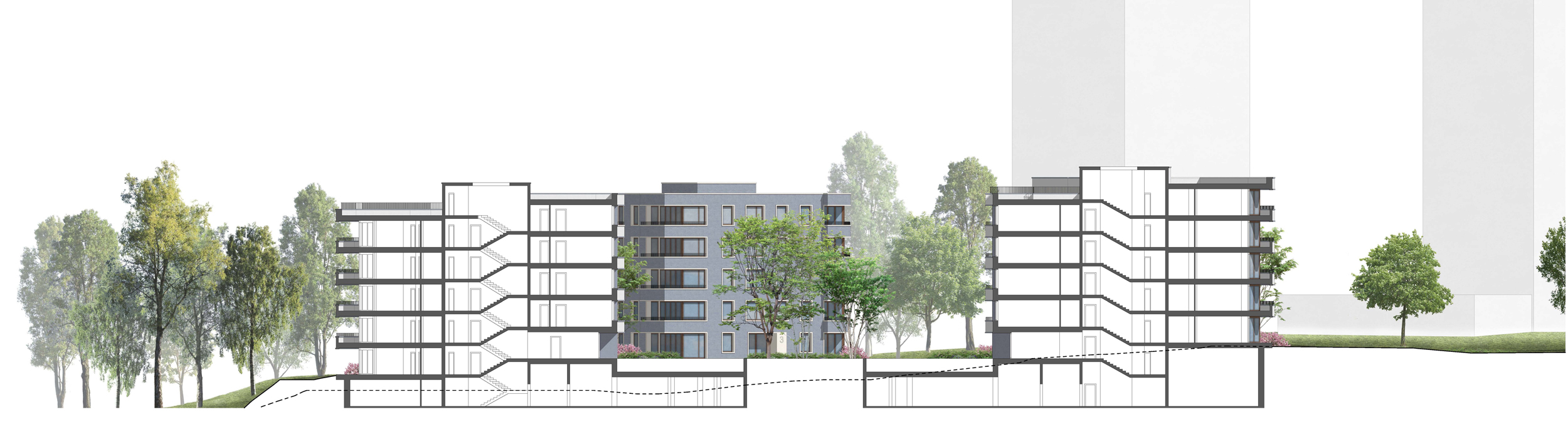 Wohnquartier in Jena Lobeda, Schnitt