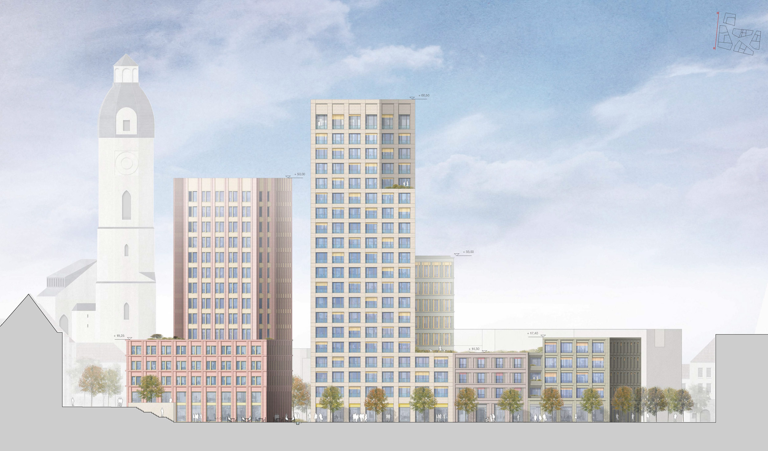 Eichplatz Areal in Jena, Parzelle A und B - Westansicht