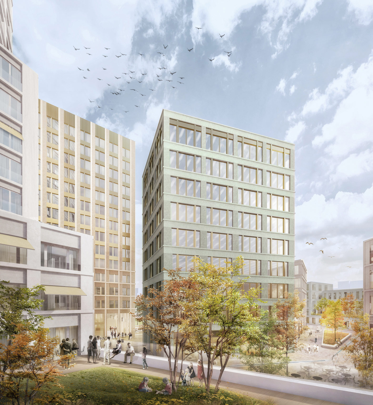 Eichplatz Areal in Jena, Blick von der Terrasse des Wohngebäudes