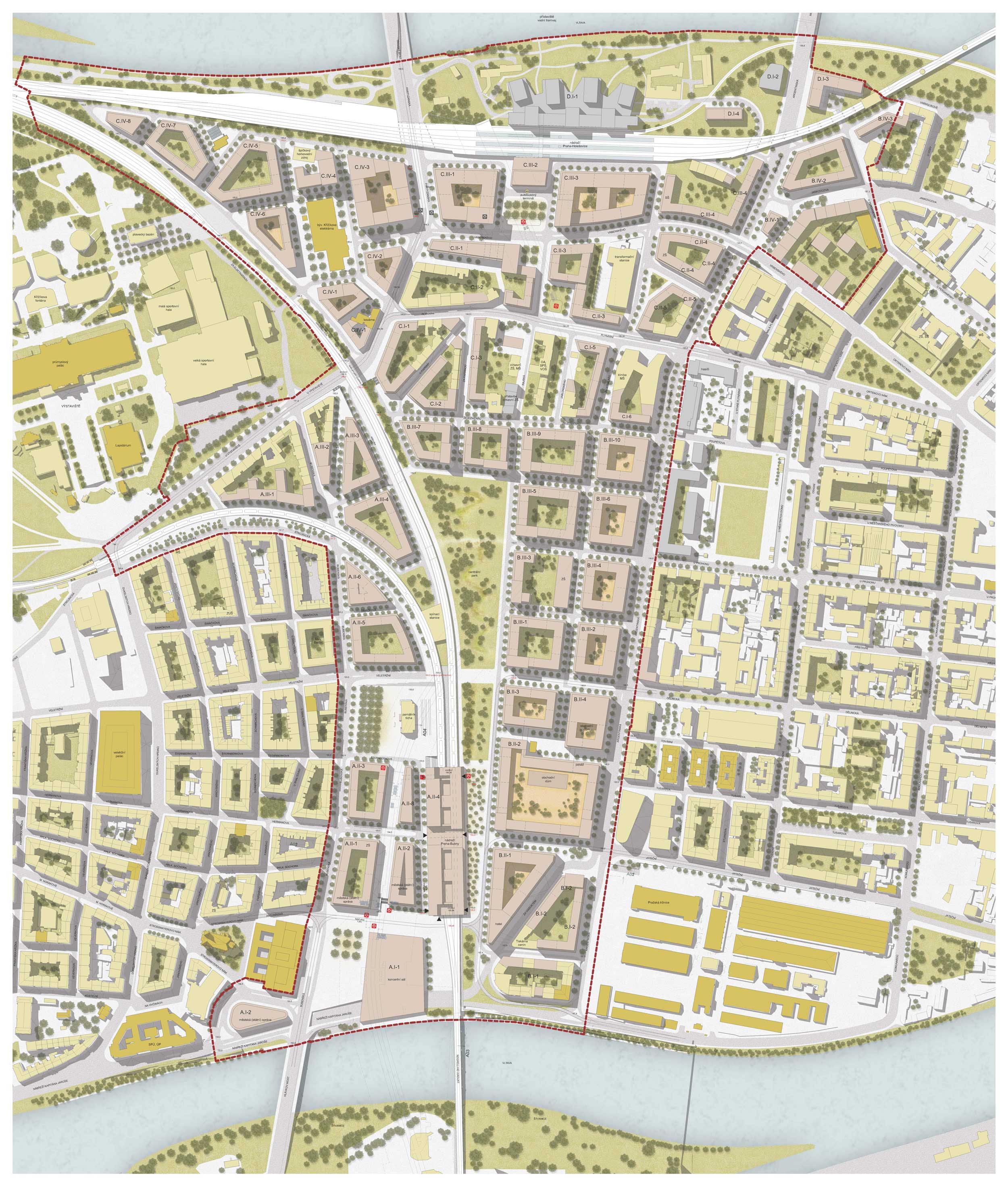 Masterplan Prag Holesovice/Bubny - Lageplan