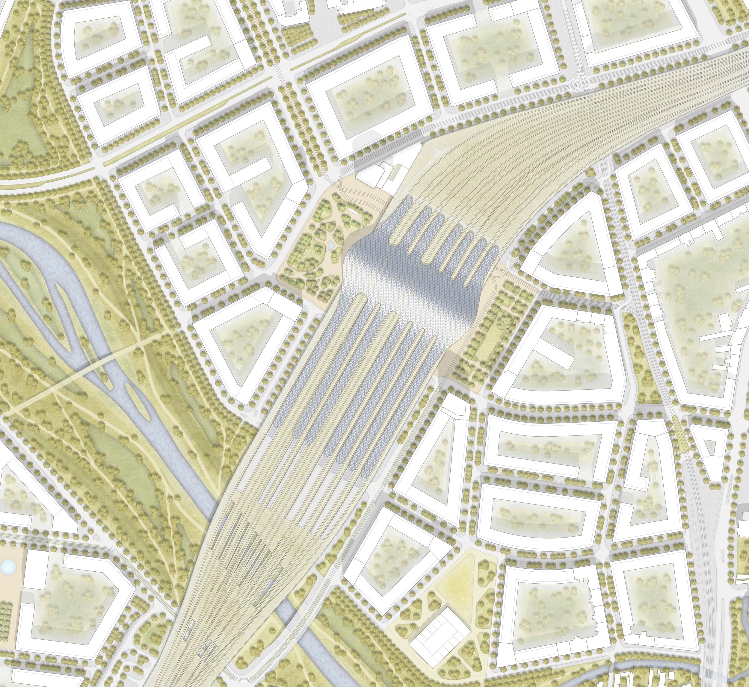Wettbewerb - New Main Train Station Brno - Lageplan