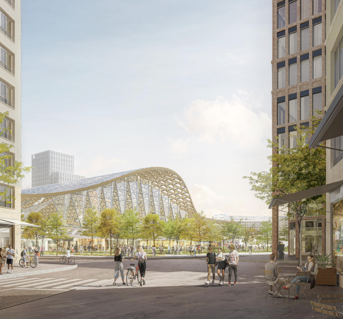 Wettbewerb - New Main Train Station Brno - Die Plätze sind durch eine überdachte Fußgängerpassage verbunden, die den wichtigsten öffentlichen Bereich des Bahnhofs bildet.
