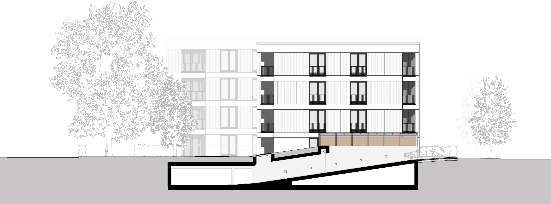 Gertrud-Feiertag-Straße in Potsdam, Schnitt