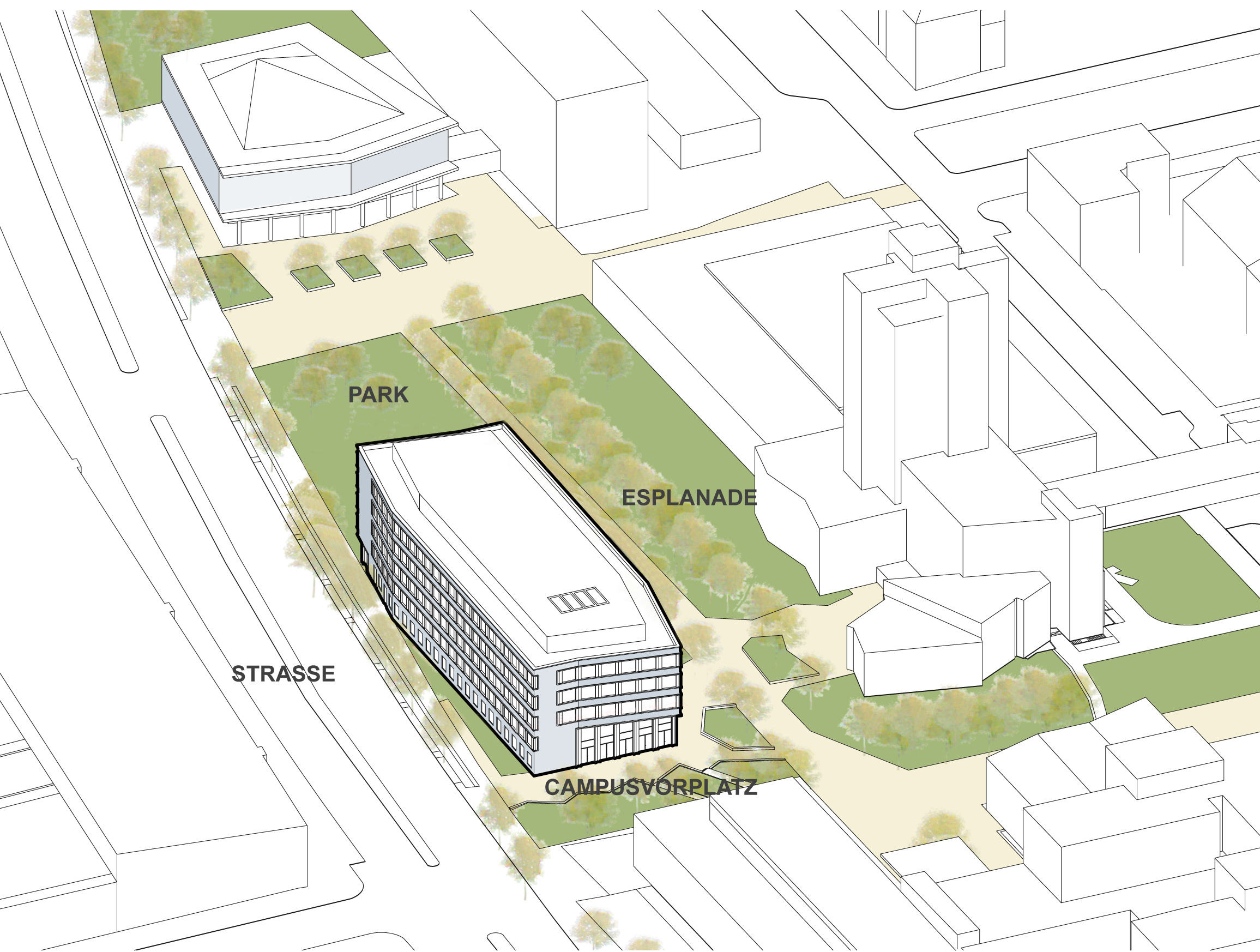 Berliner Hochschule für Technik, Laborgebäude WAL, Axonometrie