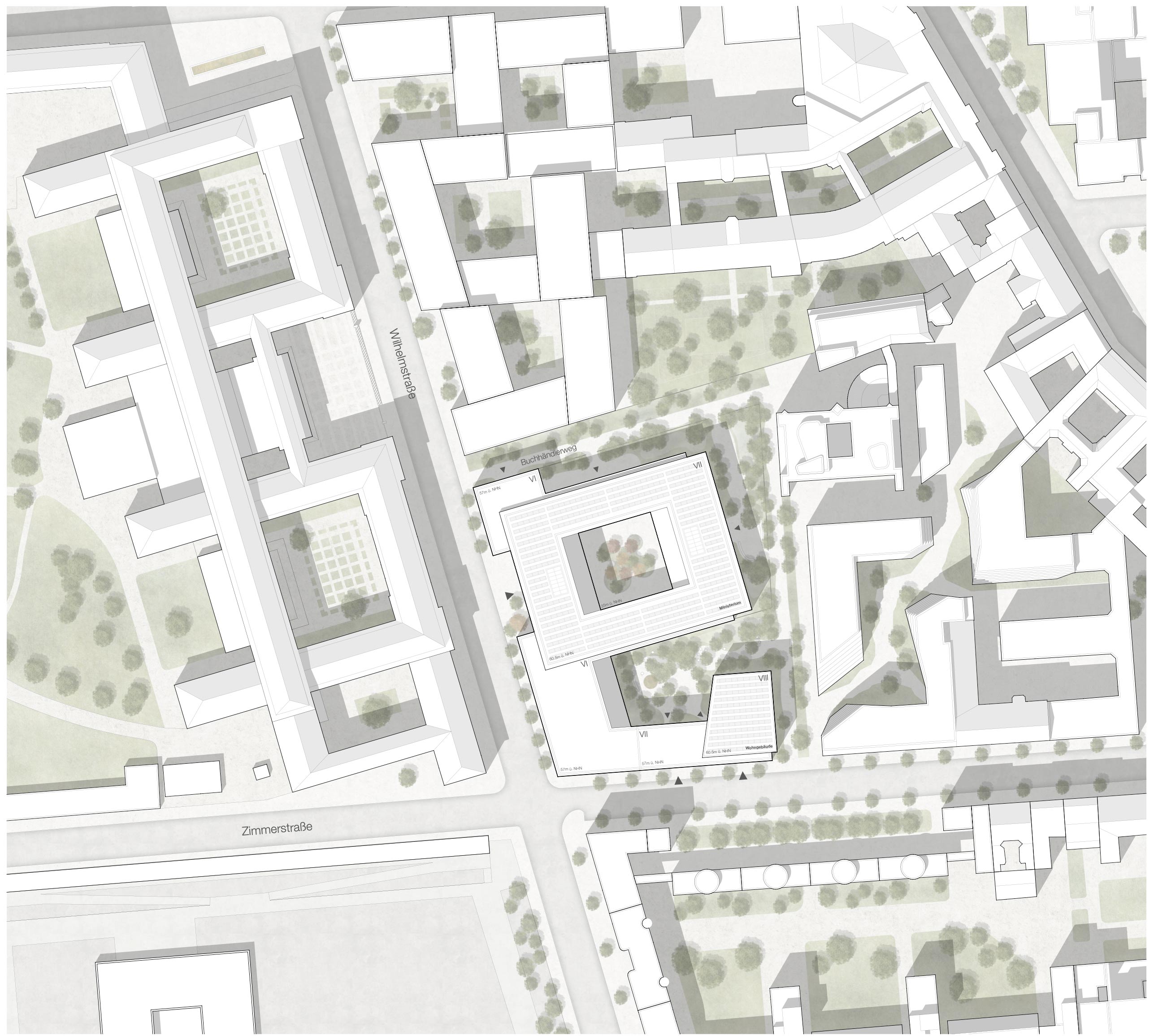 Postblockareal Süd - Neubau Bundesministerium und Wohngebäude in Berlin Mitte - Lageplan
