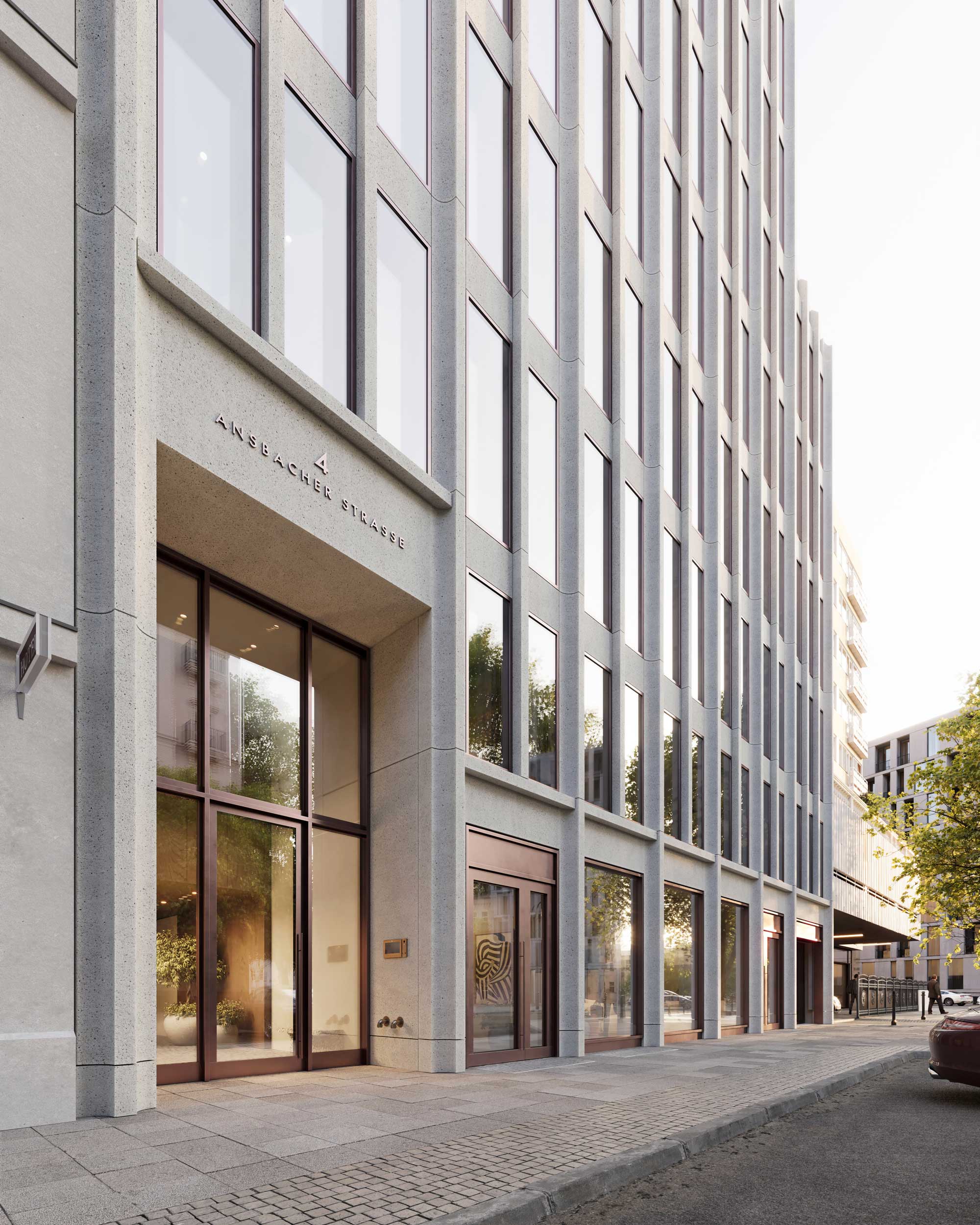 Büro- und Geschäftshaus Ansbacher Straße in Berlin - Fassadendetail