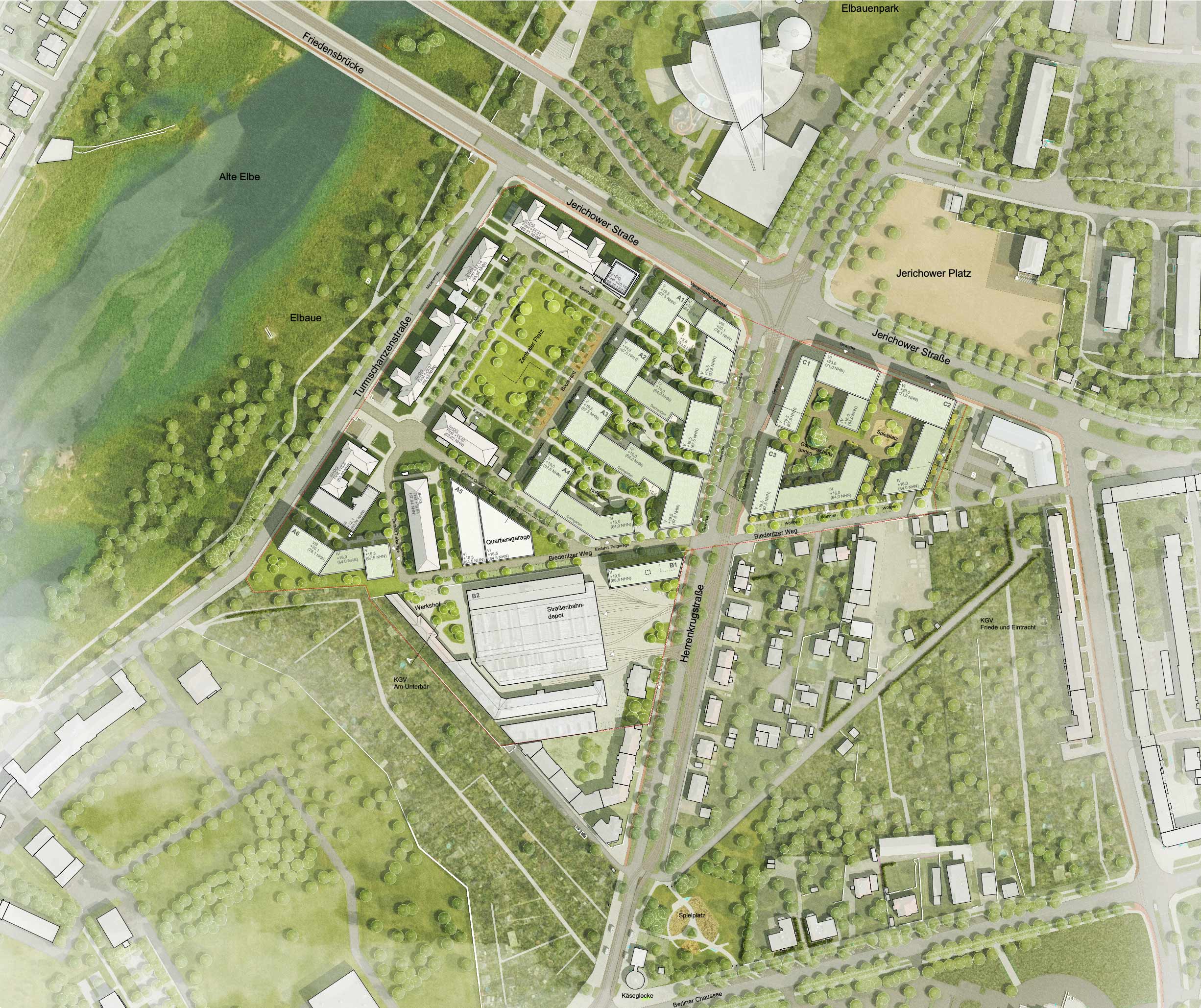 Städtebaulicher Wettbewerb Turmschanzenstraße Nord in Magdeburg - Lageplan