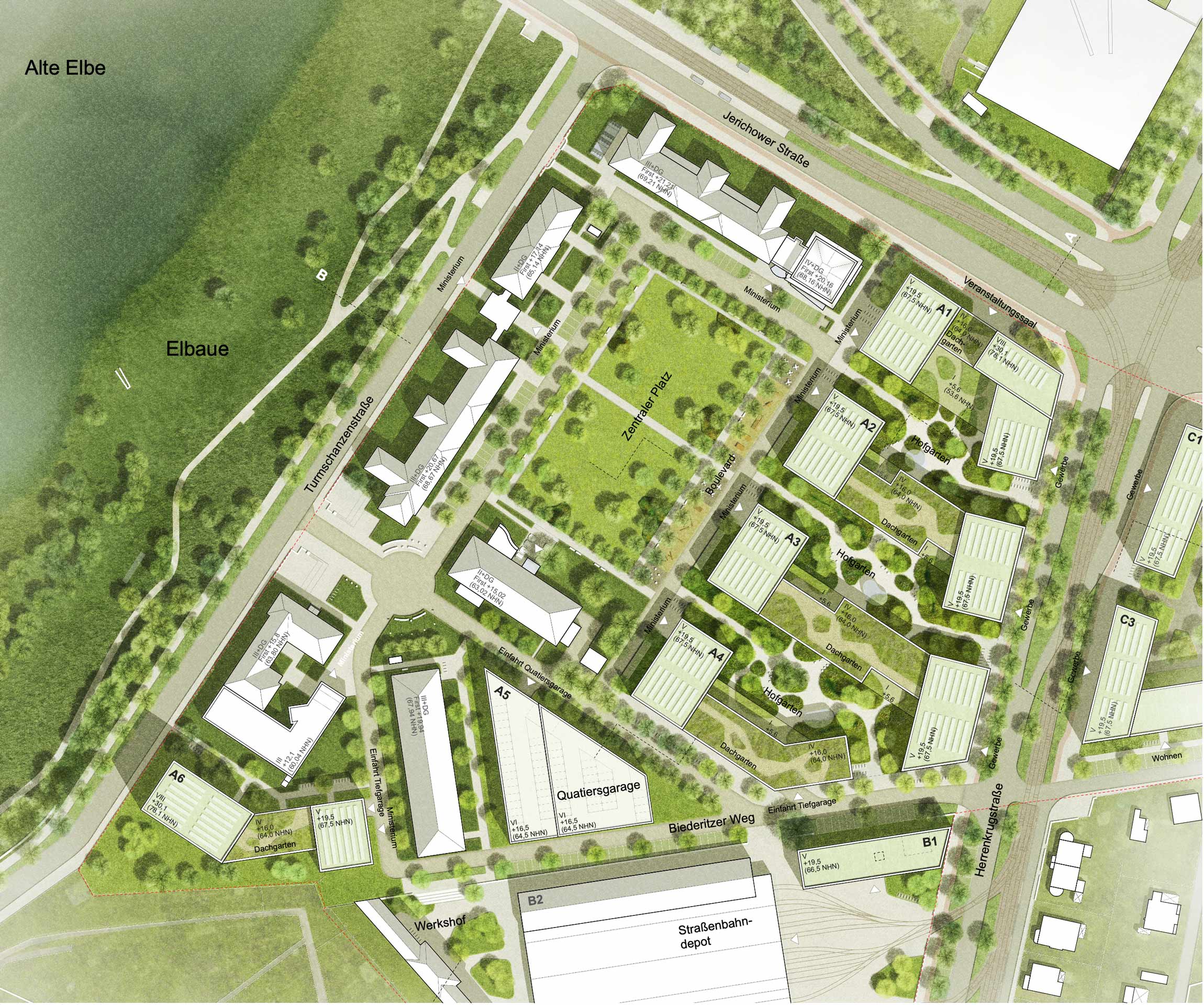 Städtebaulicher Wettbewerb Turmschanzenstraße Nord in Magdeburg - Lageplan
